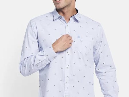 Men Blue Printed Casual Shirt Hot on Sale