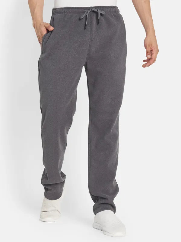 Octave Men Grey Solid Mid-Rise Cotton Joggers Sale