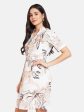 Mettle Floral Printed Mandarin Collar Cotton A-Line Dress For Cheap