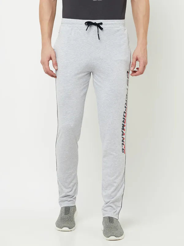 Octave Men Grey Melange Solid Cotton Track Pants Online Sale