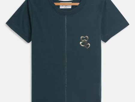 Teal Solid Round Neck Online Hot Sale