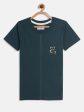 Teal Solid Round Neck Online Hot Sale