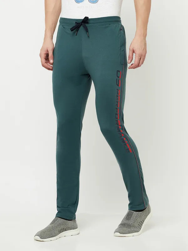 Octave Men Green Solid Cotton Track Pants Online now