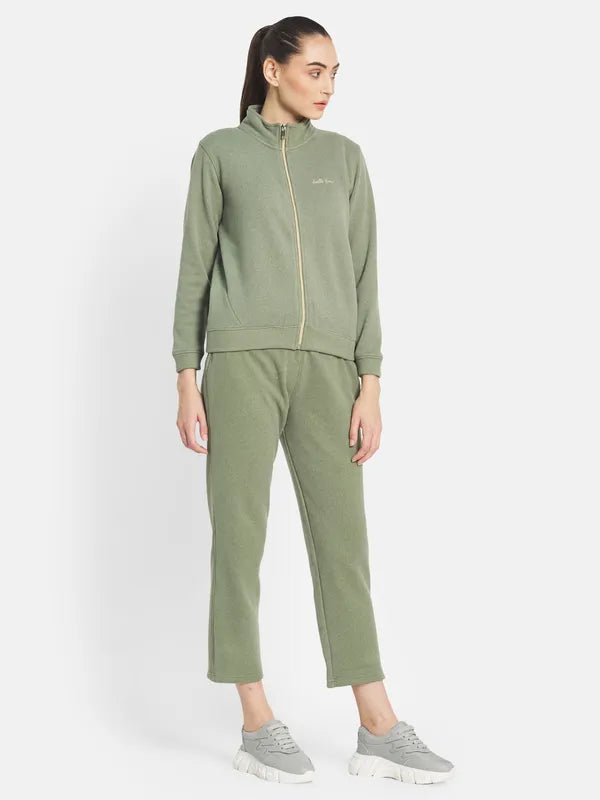 Mettle Women Olive-Green Solid Tracksuits For Sale