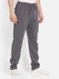 Octave Men Grey Solid Mid-Rise Cotton Joggers Sale