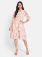 Mettle Floral Printed Mandarin Collar Cotton Fit  Flare Dress Supply