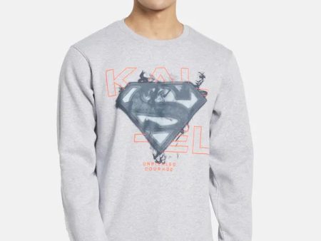 Plus Size Men Grey Melange Printed Sweatshirt Supply