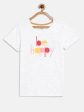 White Melange Graphic Round Neck For Sale