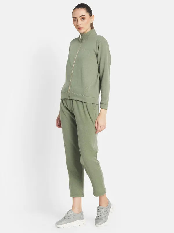 Mettle Women Olive-Green Solid Tracksuits For Sale